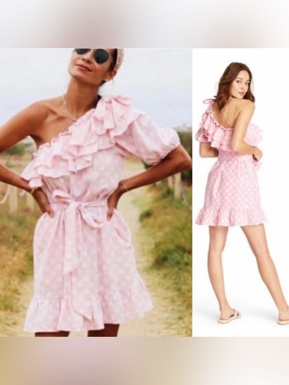 Lisa Marie Fernandez x Target One Shoulder Dress Polka Dots Size Medium